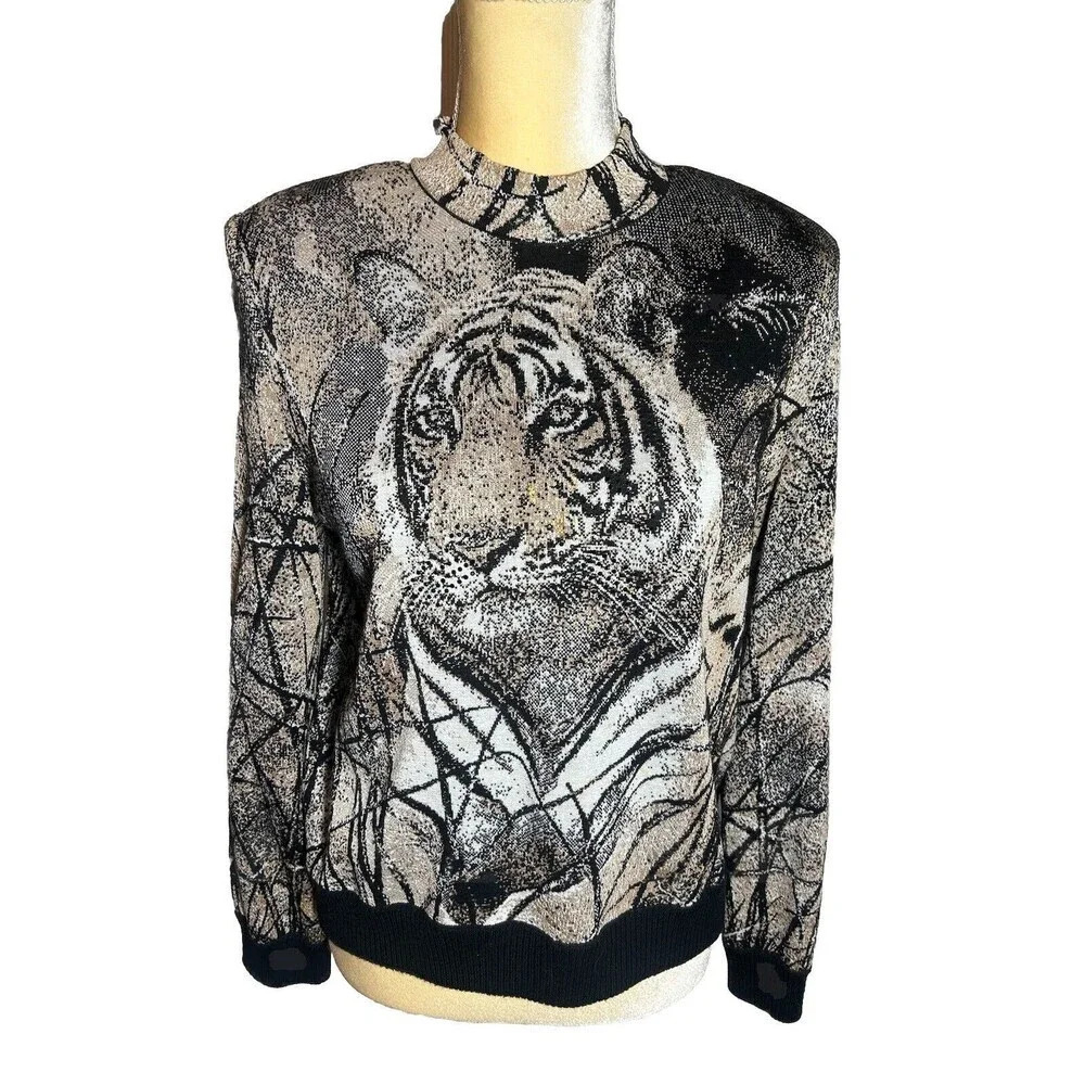 Vintage St John Collection Tiger Bling Sweater Women’s Size Medium